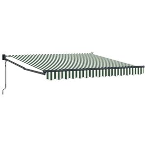 vidaXL Vedett&auml;v&auml; markiisi Vihre&auml; ja valkoinen 350 x 250 cm
