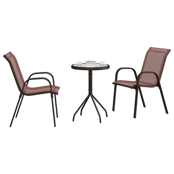 vidaXL Puutarhan Bistro Set 3 pcs Ruskea Teräs