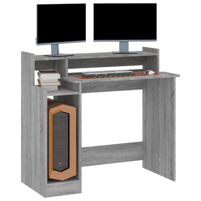 vidaXL Työpöytä LED-valoilla harmaa Sonoma 97x45x90 cm tekninen puu