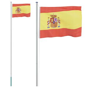 vidaXL Espanjan lippu ja lipputanko 6,08 m alumiini