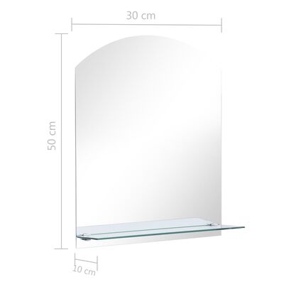 vidaXL Seinäpeili hyllyllä 30x50 cm karkaistu lasi