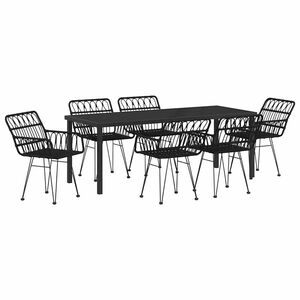 vidaXL Piharuokailu setti 7 pcs Musta Jauhemaalattu Ter&auml;s