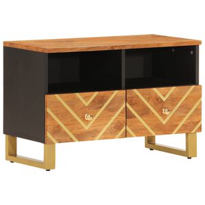 vidaXL TV-taso ruskea ja musta 70x33,5x46 cm t&auml;ysi mangopuu
