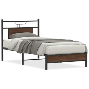 vidaXL S&auml;ngynrunko ilman patjaa ruskea tammi 75x190 cm tekninen puu