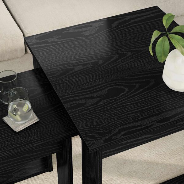 vidaXL Kahvip&ouml;yt&auml;setti 2 pcs Musta tammi. Tekninen puu