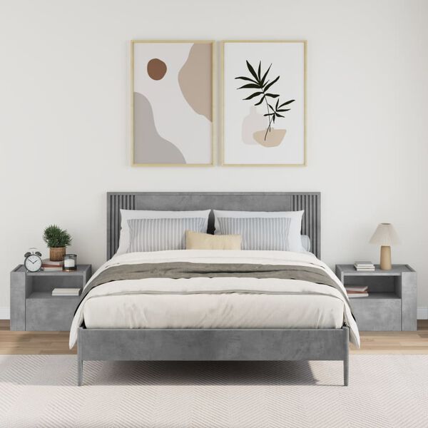 vidaXL Seinäkiinnitettävät yöpöydät 2 kpl betoninharmaa 45x30x35 cm