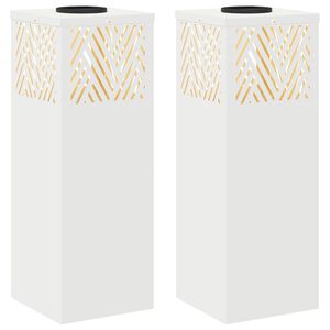 vidaXL Aurinko LED-polkuvalo 2 kpl L&auml;mpim&auml;n Valkoinen 18 x 18 x 50 cm