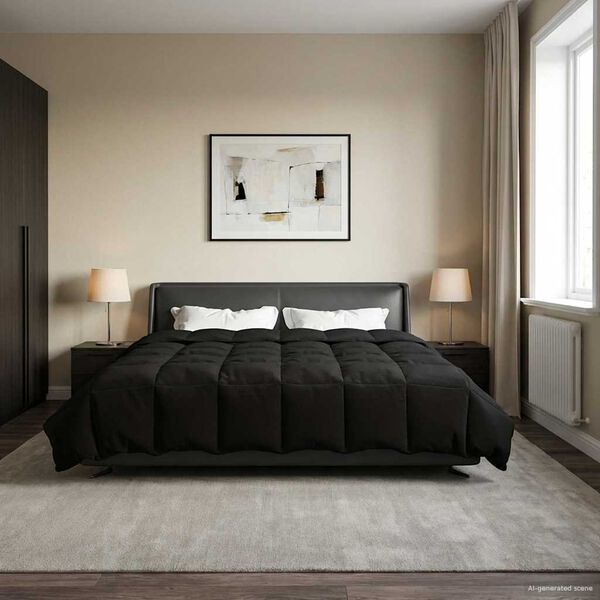 vidaXL Talvityyny Quiltottu Musta 220 x 240 cm Mikrokuitu