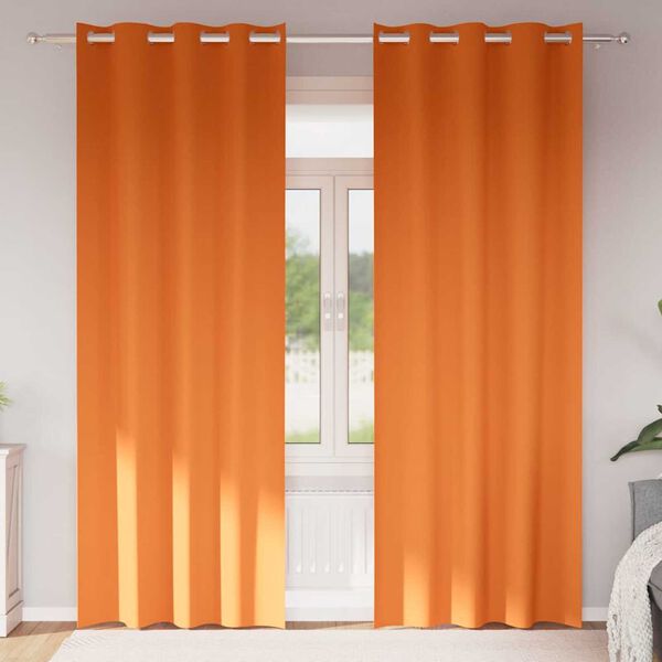 vidaXL Piment&auml;v&auml; verho renkailla 2 pcs Hehkuva oranssi 260 x 140 cm