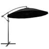 vidaXL Riippuva p&auml;iv&auml;nvarjo musta 3 m alumiinitanko