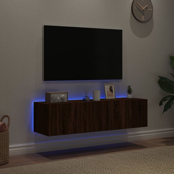 vidaXL TV-sein&auml;kaapit LED-valoilla 2 kpl ruskea tammi 60x35x31 cm
