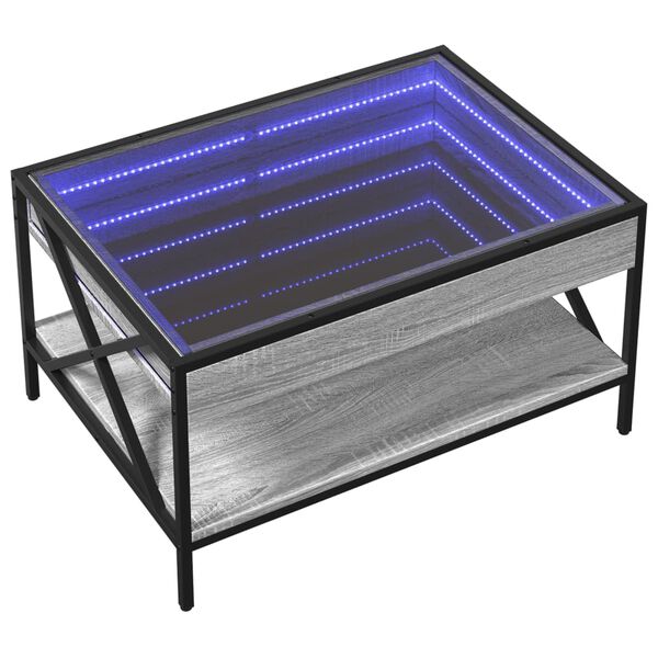 vidaXL sohvap&ouml;yt&auml; Infinity LED-valoilla harmaa Sonoma 70x50x38 cm