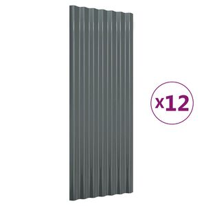 vidaXL Kattopaneeli 12 kpl galvanoitu ter&auml;s antrasiitti 100x36 cm