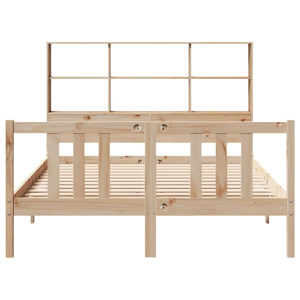 vidaXL Sänky kirjahyllyllä ilman patjaa 120x200 cm täysi mänty