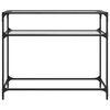 vidaXL Konsolipöytä läpinäkyvä lasinen pöytälevy 98x35x81 cm teräs
