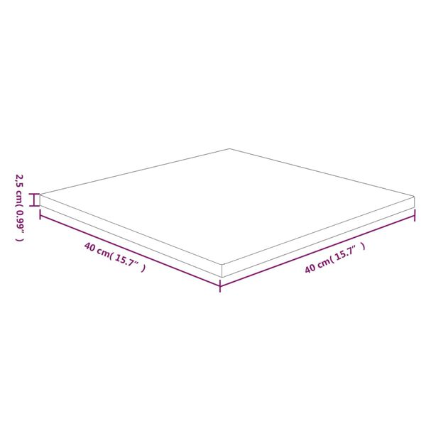 vidaXL Pöytälevy neliö tummanruskea 40x40x2,5 cm käsitelty tammi