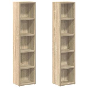 vidaXL CD-hyllyt 2 kpl Sonoma-tammi 21x16x93,5 cm lastulevy