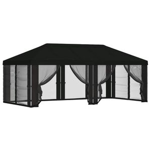 vidaXL Gazebo-peite sivuseinill&auml; 6 x 3 m Musta Polyesteri 190