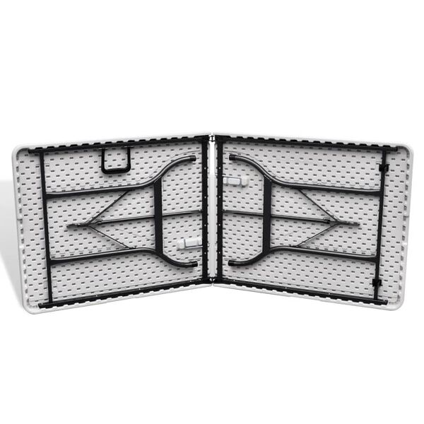 vidaXL Kokoontaittuva puutarhap&ouml;yt&auml; valkoinen 180x75x74 cm HDPE