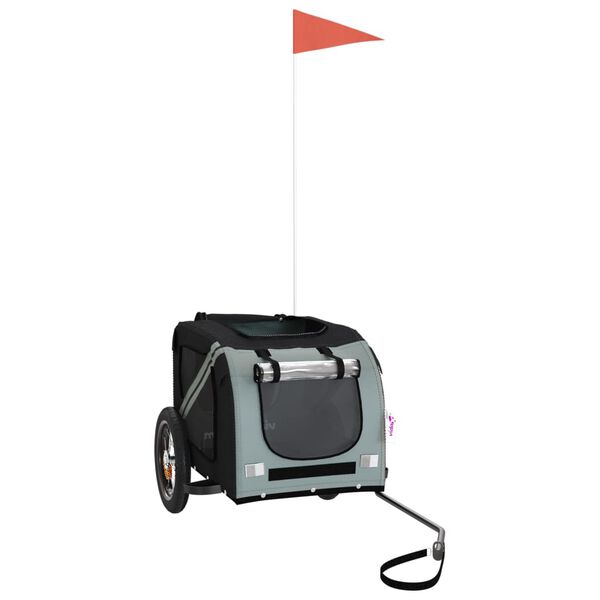 vidaXL Lemmikinkuljetuskärry polkupyörään harmaa/musta kangas ja rauta