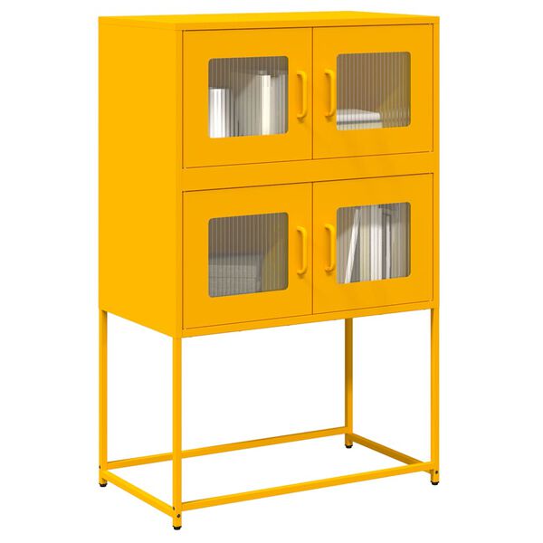 vidaXL Highboard Sinapinkeltainen 68x39x107 cm Teräs