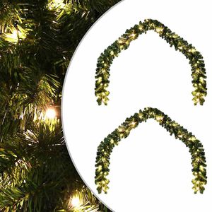 vidaXL Jouluketju 600 LED-valoilla 2 pcs Vihreä Polyvinyylikloridi