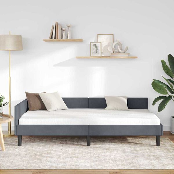 vidaXL Kulmavuoteen runko Tumma harmaa 100 cm x 200 cm Sametti