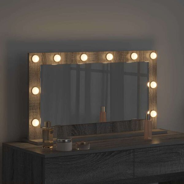 vidaXL Meikkipöydän peili peilillä Harmaa Sonoma 80 x 45 x 18 cm