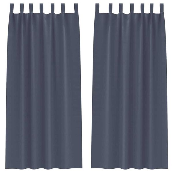 vidaXL Piment&auml;v&auml; verho renkailla 2 pcs Antrasiitti 245 x 140 cm