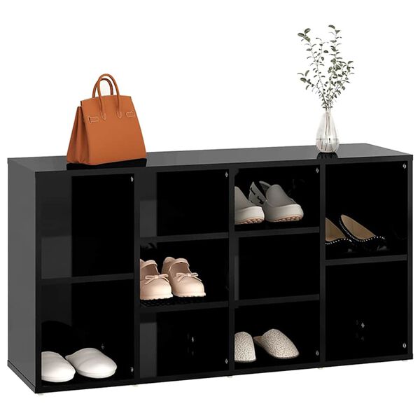 vidaXL Kenkien s&auml;ilytyspenkki korkeakiilto musta 103x30x55 cm levy