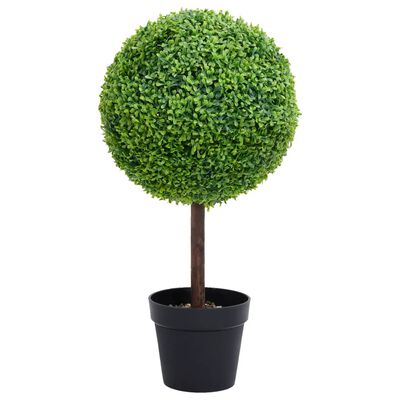 vidaXL Tekokasvi puksipuu ruukulla pallonmuotoinen vihreä 71 cm