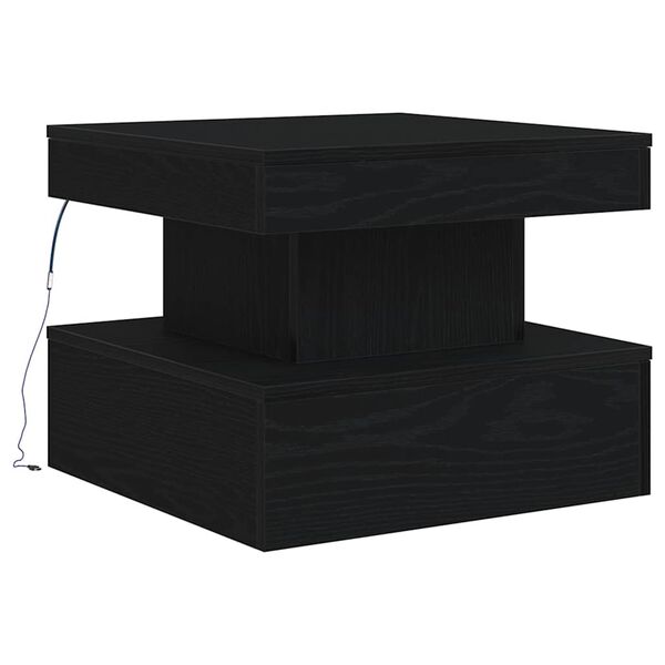 vidaXL Sohvapöytä LED-valoilla musta tammi 50x50x40 cm