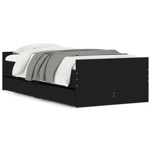 vidaXL S&auml;ngynrunko laatikoilla musta 75x190 cm Small Single