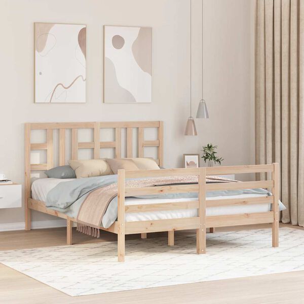 vidaXL Sängynrunko ilman patjaa 140x190 cm täysi mänty