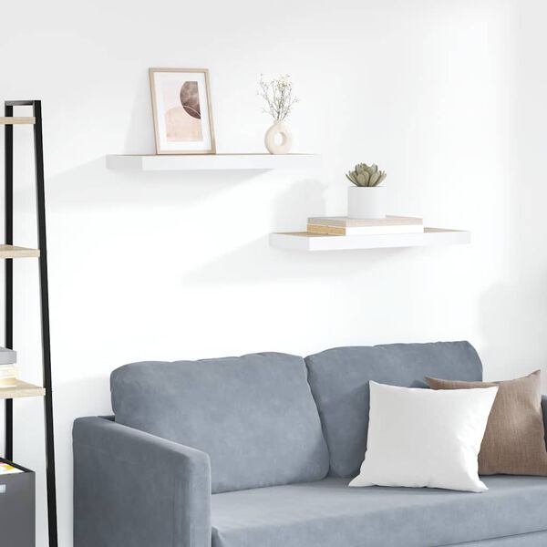 vidaXL Kelluvat sein&auml;hyllyt 2 kpl tammi ja valkoinen 60x23,5x3,8cm MDF