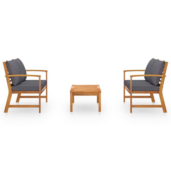 vidaXL 3-osainen Puutarhasohvasarja tyyny täysi akasiapuu