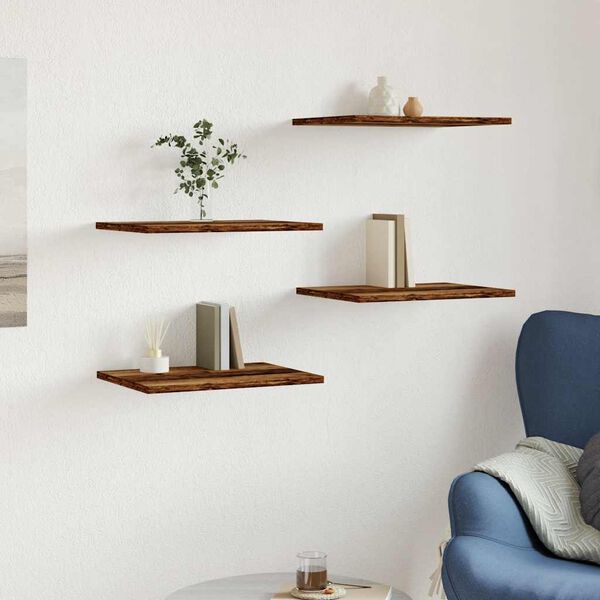 vidaXL Kirjahyllytasot 4 kpl vanha puu 40x30x1,5 cm lastulevy