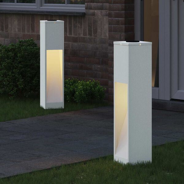 vidaXL Aurinkoinen LED-polkuvalo 2 pcs Valkoinen Kylm&auml;valssattu ter&auml;s