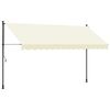 vidaXL Sis&auml;&auml;nkelattava markiisi kerma 350x150 cm kangas ja ter&auml;s