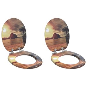 vidaXL WC-istuin 2 pcs Oranssi 44 x 38 cm MDF-levy