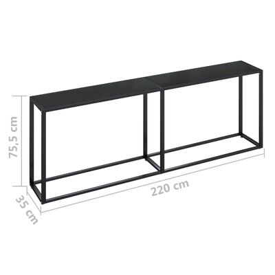 vidaXL Konsolipöytä musta 220x35x75,5 cm karkaistu lasi