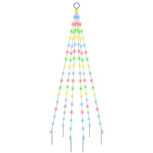 vidaXL Joulukuusi lipputankoon 108 v&auml;rik&auml;st&auml; LED-valoa 180 cm
