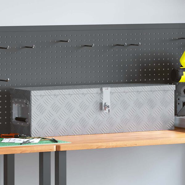 vidaXL Alumiinilaatikko 80,5x22x22 cm hopea