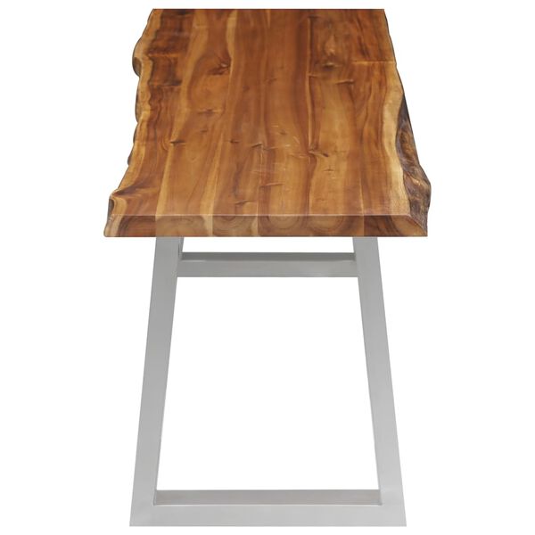 vidaXL Penkki 160 cm t&auml;ysi akaasiapuu ja ruostumaton ter&auml;s