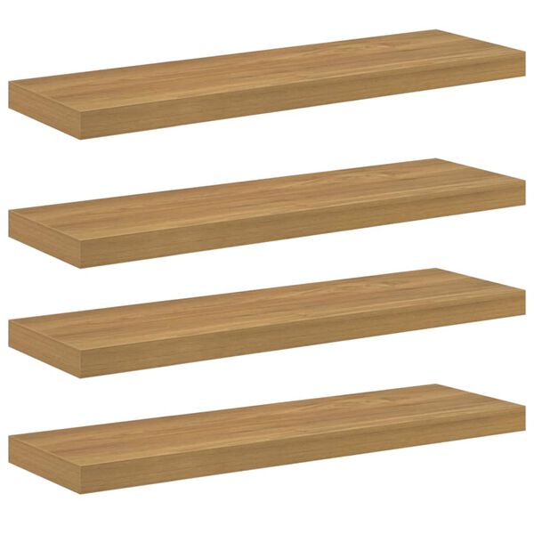 vidaXL Sein&auml;hylly 4 pcs Ruskea 90 x 23,5 x 4 cm Tekninen puu