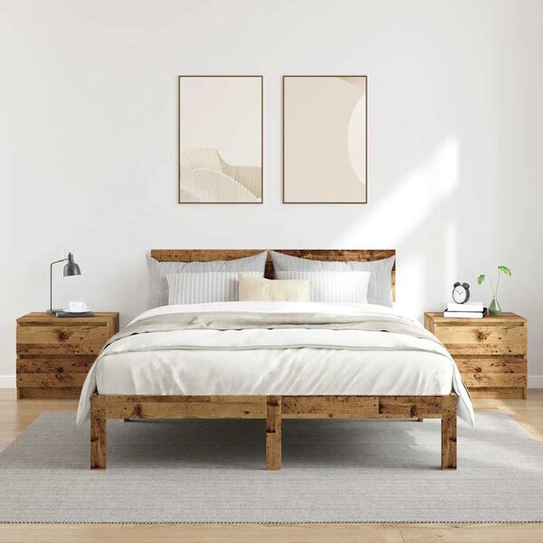 vidaXL Y&ouml;p&ouml;yd&auml;t 2 kpl vanha puu 50x40x43.5 cm lastulevy