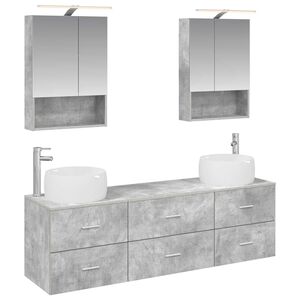 vidaXL Kylpyhuonekalustesetti 5 pcs Betoninharmaa Tekninen puu ja lasi