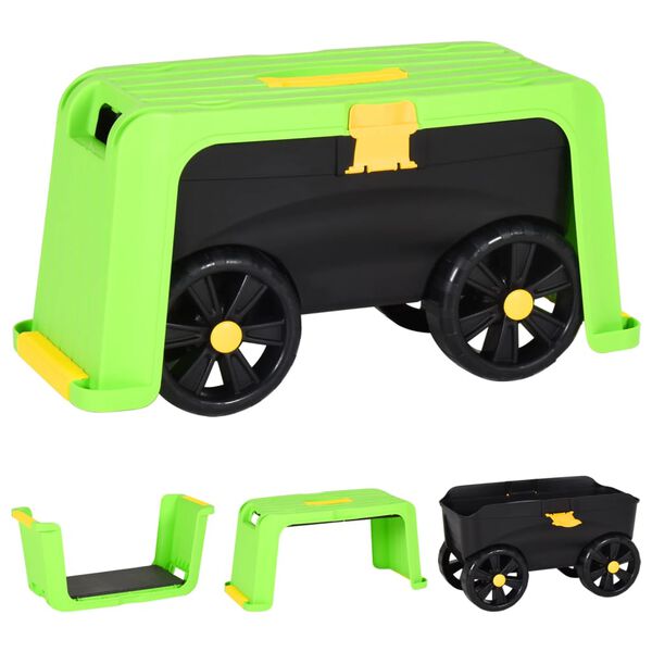 vidaXL 4-in-1 Puutarhajakkara s&auml;ilytysastialla 58,5x24x29,5 cm PP