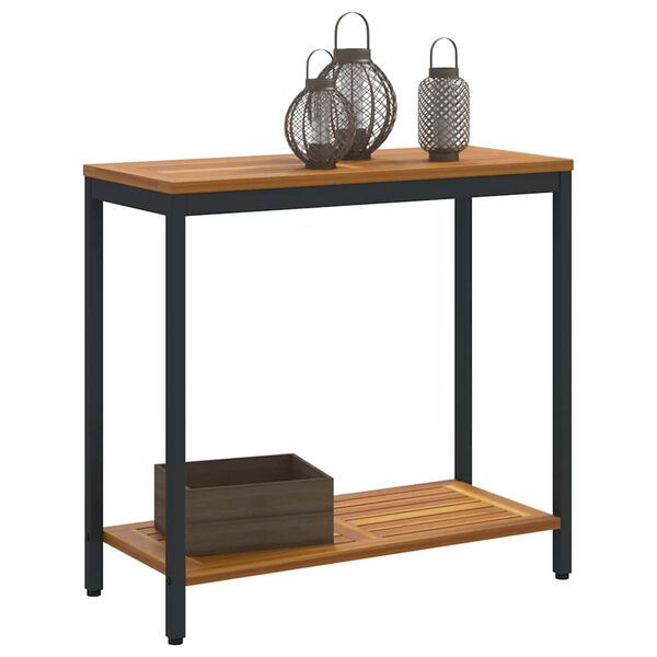 vidaXL Ulkopöytä säilytystilassa Luonnollinen ja musta 80 x 35 x 75 cm