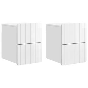 vidaXL Sein&auml;lle Kiinnitett&auml;v&auml; Y&ouml;p&ouml;yt&auml; 2 pcs Korkeakiiltoinen valkoinen